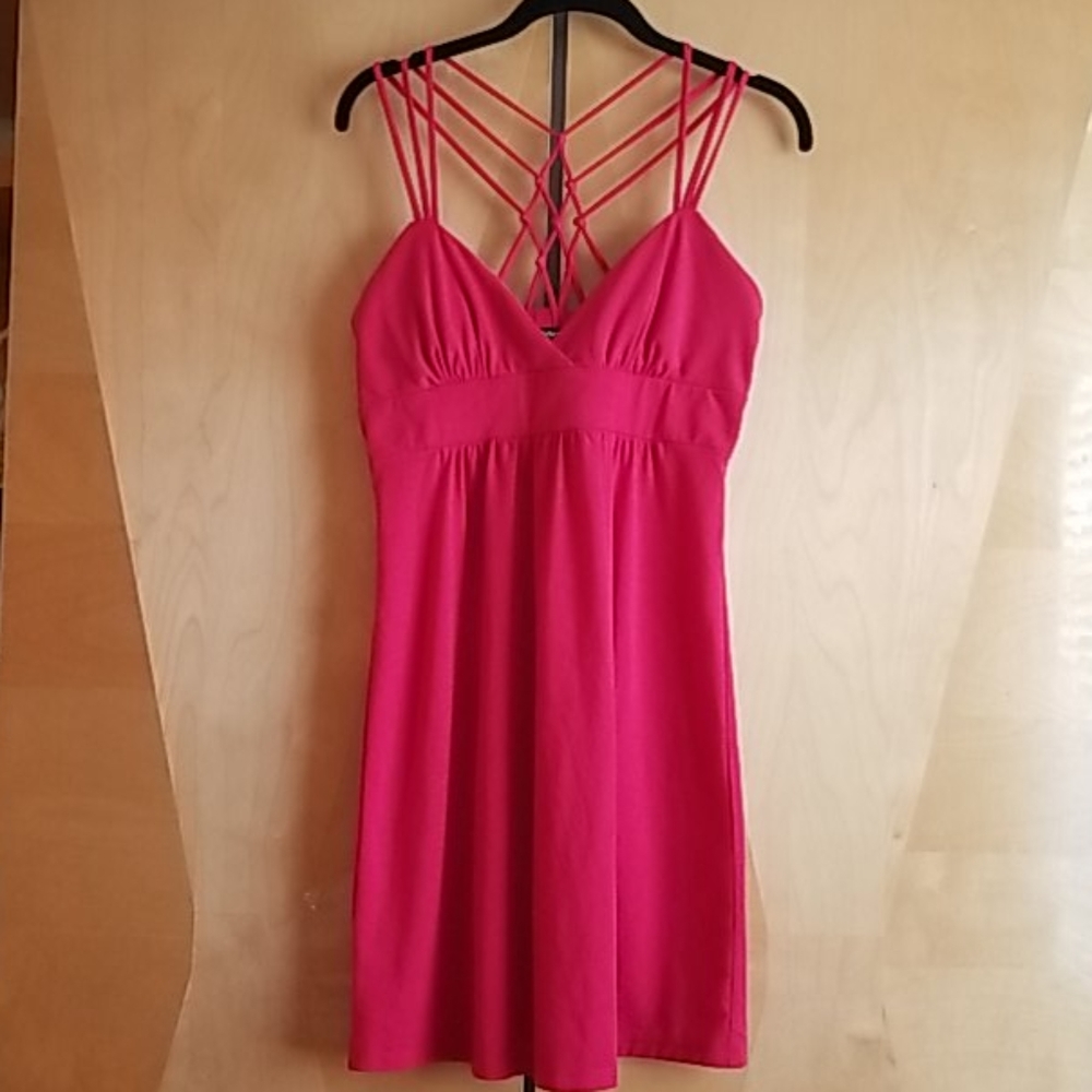 Red halter dress